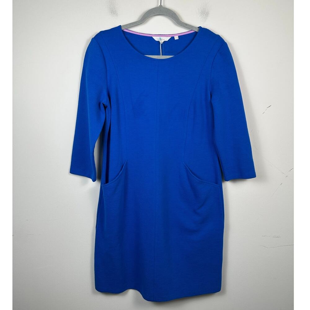 Boden Ellen Ottoman Dress Women 8P Blue NWT Ribbed Stretch Sheath‎ J0603